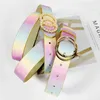 Kleurrijke glanzende riemen voor vrouwen regenboog kleur rhinestone riem gotische ceinture femme parel cinturon mode roze riem luxe 2020 G220301