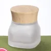 50g Transparant Matte Glas Crème Jar Parfum Fles Wood Lijnen Plastic Cap Square Cosmetische Verpakkingsdoos