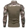 Homens camisetas homens camuflagem camuflagem tática camiseta camiseta roupas combate luva longa manga longa traje de exército apertado