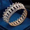 Luxury Royal Queen King Wedding Crown Bridal Diadem Full Circle Bride Headdress Prom Hår Smycken Tillbehör Tiaras Pageant X0625