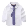 Mudkingdom Camicie da ragazzo con cravatta Stelle carine Stampe Camicia elegante a maniche lunghe per ragazzi Top Abbigliamento per bambini Bambini formali 210713