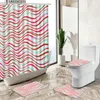 Tende da doccia a righe motivo astratto moderno blu rosa design bagno tappeto antiscivolo copriwater tappetino set lavabile