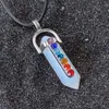 Natural Stone Reiki Healing Hexagonal Bullet Necklace opal Amethysts Quartz Pink Crystal Chakra Pendulum Necklaces