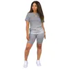 Gradient Frauen Trainingsanzüge Designer Zweiteilige Hosen Set Casual Sport Kurzarm T Shirts Biker Shorts Anzüge Sportswear Plus Größe