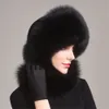 Women's Real Fox Full Fur Hat Winter Warm Shapka Ushanka Cap Whole Pelt Russian w Neck Scarf