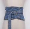 Riemen vrouwen Runway Fashion Blue Denim Cumberbanden Vrouwelijke Jurk Korsetten Tailleband Decoratie Brede Riem TB1510