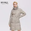 MIEGOFCE Winter Women Long Cotton Jacket Luxury Classic Coat Stand-up Rex Rabbit Fur Collar Parkas D21682 211018