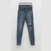 Jeans elasticizzati a vita alta Jeans skinny a matita da donna Pantaloni in denim elastico con foro strappato Abbigliamento donna taglie forti 10396 210527