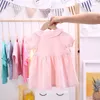 Kinder Kleidung Baby Mädchen Kleid Sommer Baumwolle Adrette Plissee Kleinkind Kleid Weiß Rosa Kinder Kleider für Mädchen 80-120 cm 210713