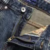 Włoski Styl Moda Mężczyźni Dżinsy Wysokiej Jakości Retro Czarny Niebieski Slim Fit Ripped Streetwear Vintage Designer Denim Spodnie V5A2
