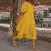 Платья вечеринки Boho одежда платье старинные летние свободные коттере O-образным вырезом сплошной сарафан MIDI хлопок с коротким рукавом пэчворк 2022 мода