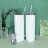 Blanco Sublimation Tumbler W / Schroef op Flip Top Deksel 20oz Rechte Skinny Tumbler Straight Cups Roestvrijstalen Slanke Geïsoleerde Tuimelaar Bier Koffie Bekers Nieuw