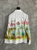 2021 Spring Summer High Quality Herrskjortan Mode Designer Tryckt silke bomullsmaterial Långärmad Fritid Lyxig herrtröja
