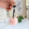 Hår boll bil fluffig nyckelring mode söt kvinna väska hänger ornament äkta mink päls gräs kreativa smycken mobil pendant