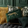 Dunxdeco Poduszka Dekoracyjne Poszewka na Poduszki Vintage Vintage Kolekcja Zwierząt Złoty Leopard Haft Sofa Pościel Coussin 210315