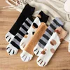 6 Pairs Gifts For Women Funny Cartoon Cat Paw Socks Ladies Lovely Warm Soft Cotton Sets Crew Winter Cute Harajuku Floor Socks 211204