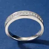 Европейская и американская S925 Серебряная пара Moissanite Полный горный хрусталь Кристаллическое кольцо Мода Простые роскошные украшения для женщин