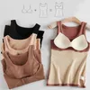 Corset Top Thermal Underwear Body Shaper Tops With Bra Women Waist Trainer Shapewear Fleece Reducing Girdles Tummy Slimming Belt 211218