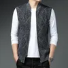 Męskie Swetry Jesień / Zima Kamizelka Knit Slim Fit Fit All-Mecz Baseball Collar Cardigan Bez Rękawów Fleece Ciepły sweter