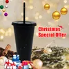 蓋とタンブラーのコーヒーのマグのストローカップのクリスマスプレゼントと5ピース700ml黒の再利用可能なプラスチックウォーターボトル
