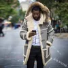 Style hiver hommes décontracté Style Birtish fausse fourrure revers longue veste bouffante mâle grande taille épaissir Parka Lot hiver mode chaud Thic