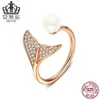 Accessories S925 Sterling Silver Opening female diamond fashion ring Mermaid pearl9788660