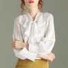 Women's Blouses & Shirts Bubble Sleeve Jacket Lantern White Long Chiffon Shirt 2021 Ruffled Bow One Shoulder Top Puff