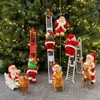 Happy Christmas Decorations Santa Claus Automatic On Rope For Home Indoor Shop Xmas Gift Wall Window Hanging 211105