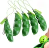 Party Gift Extrusion Pea Bean Toys Cute Squeeze Decompression Soybean Edamame Squeezes Toy Mobile Phone Keychain Pendant SN2716