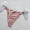 Mutandine femminili Slievi sexy Donne G String perizoma traspirante Brand di lingerie di seta di seta bianche senza soluzione di continuit￠ intimo di strass perizoma