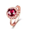 Lage prijs Top End Shining Synthetische Ruby Ring Rode Gemstone Engagement Open Vinger Ringen Sieraden Rose Gold Mode Accessoires Ornament