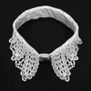 Bow Ties Sitonjwly Ladies Lace Hollow Embroidered Detachable Collar Solid Color White Shirt Fake Collars False Necklaces