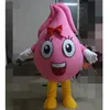 Costume de mascotte de goutte d'eau rose d'Halloween, personnage de thème animé de dessin animé de haute qualité, tenue de carnaval unisexe pour adultes, robe de fête d'anniversaire de Noël