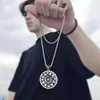 Pendant Necklaces Retro Punk Sun Compass Star Necklace Fashion Hip Hop Titanium Steel Sweater Chain Men Jewelry Gifts