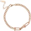 Charme Armbänder Student Girl Titanium Stahl Kubanische Kette Armband Hip Hop Style Rose Gold Metall Modeschmuck