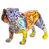 Yaratıcı Renkli İngilizce Bulldog Figürinler Modern Grafiti Sanat Ev Süslemeleri Odası Kitaplık TV Kabine Dekor Hayvan Süs 211105
