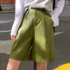 Flectit Chic Damen Leder Bermuda Shorts mit Taschenweite mit hoher Taille maßgeschneiderter Anzug Shorts Herbst Winter Plus Größe S-4xl * 210317