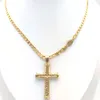 Colar com pingente de linhas de pingentes de ouro maciço 24 k GF Corrente Curb Chain fábrica de joias cristãs atacadocrucifixo presente de deus