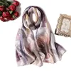 Mulheres Scarf Spring Spring Silk Scarves Shawls Long Bandana Foulard Feminino Pashmian Echarpe Verão Beach-Ups Novo