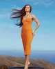 جديد أزياء الصيف المرأة مثير سستة مصمم حمالة ميدي الأسود ضمادة اللباس الأنيق المشاهير bodycon حزب اللباس vestido Y1212