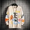 Sweat-shirt pour hommes Casual Sweats à capuche Printemps Graffiti surdimensionné japonais Hip Hop Streetwear Hommes Sweat-shirts en vrac Pull Top 210827