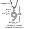 Bijoux de mode or rempli 0 à 9 numéro de pendentif collier combinaison lettres cz colliers pendents zirconia cadeaux accessoires 3227