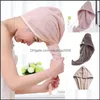 Towel Home Textiles & Garden Local Stock 100% Cotton Hair Quick Drying Turbie Twist Wrap Loop Button Bath Turban Drop Delivery 2021 Ldy7R