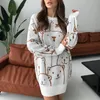 Camisolas das Mulheres Y2K 2021 Inverno Quente Rua Blogueiro Moda Bonito Urso Mulheres Mulheres Malha Superizadas Suéter Pullover Vestido Jumper Femme