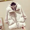 Autumn Winter Women's Solid Loose Vest Drawstring Stand Collar Long Sleeveless Jacket Cotton Padded Women Windproof Warm 211123