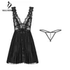 Sexig Deep V Lace Nighthowns Kvinnor Nighties Back Split Mini Sleeping Dress Femme Sleepwear Backless Nightdress Kvinna Homewear 210924