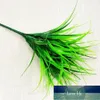 プラスチック花のための7つのフォークの緑の草の人工植物家庭用家庭用店のDest素朴な花の装飾クローバー偽物