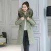 Flower Jie Plus Size M-6XL Long Parka Woman Hooded Fur Warm Down Cotton Winter Jacket Women Slim Black Casual Coat Female 211130