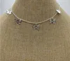 Two layers Necklace Choker Butterfly Star Bead pendant gold silver colors plated alloy chain women jewelry Epacket free