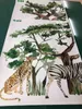 Large Animal Elephant Giraffe Zebra Leopard Wall Stickers for Kid Rooms Baby Boys Bedroom Big Tree Green Forest Animals Decal 211112